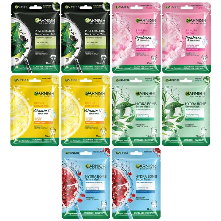 Garnier Skin Naturals Set of 10 Serum Face Sheet Masks for All Skin Types - 280 g