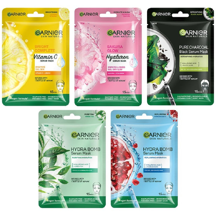 Garnier Skin Naturals Set of 5 Serum Face Sheet Masks for All Skin Types - 140 g