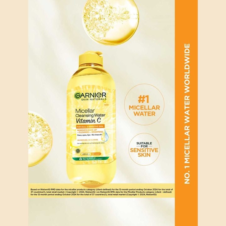 Garnier Vitamin C Micellar Water to Removes Makeup, Dust & Impurities For Dull Skin- 400ml