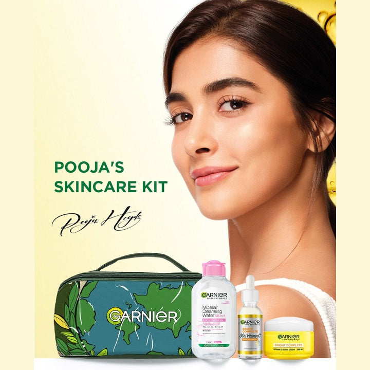 Garnier Pooja's Kit - Micellar Water 125ml + Bright Complete Serum 30ml + Day Cream 45g