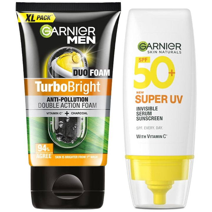 Garnier Men John's Skincare Essentials-TurboBright Face Wash 150g + SuperUV Sunscreen 30ml