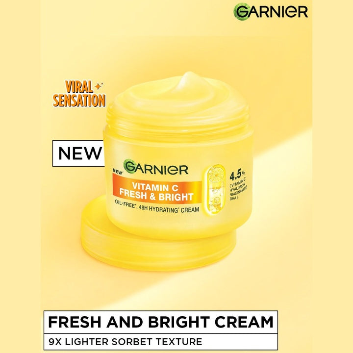 Garnier Fresh & Bright Vitamin C Sorbet Moisturizer Cream for Hydrated & Bright Skin 90ml