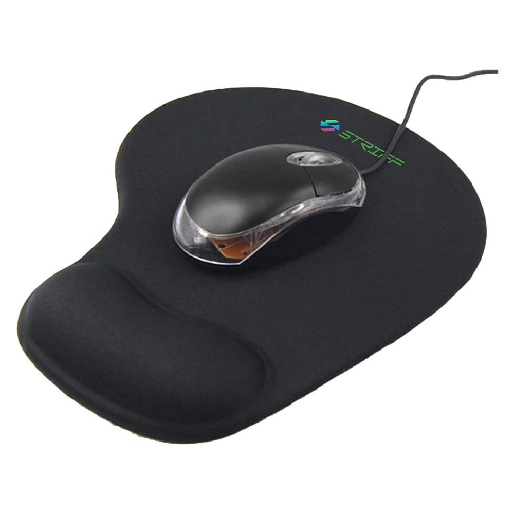 Striff Gel Synsthesized Wrist Support Rubber Mouse Pad - Black - 1 U