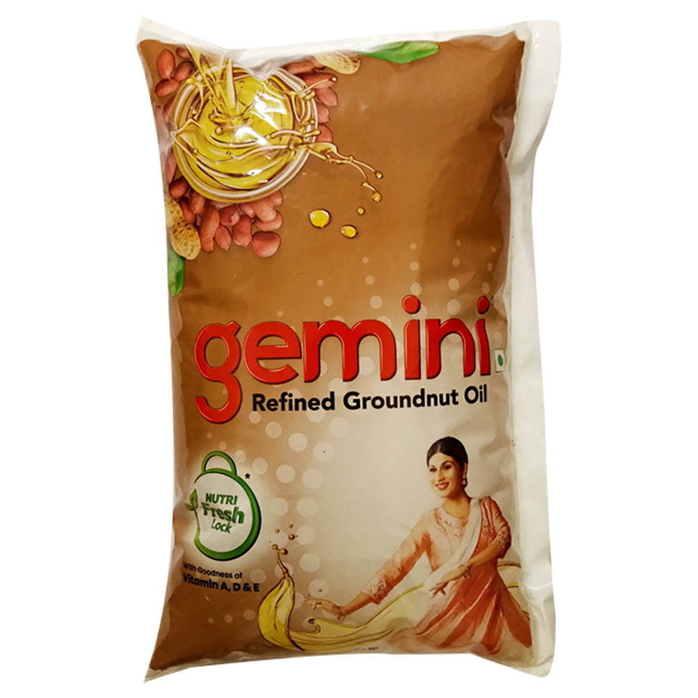 Gemini Refined Groundnut Oil Pouch - 870 g