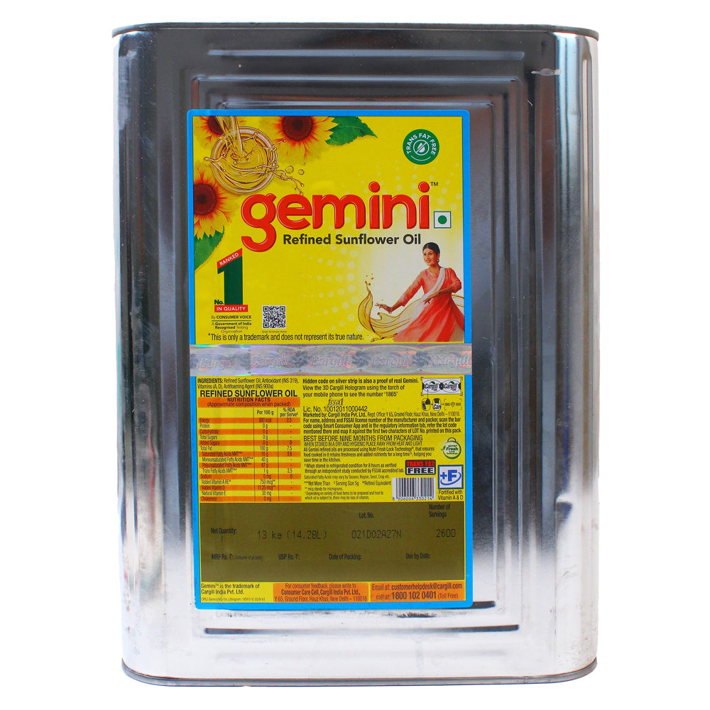 Gemini Sunflower Oil Tin (15 L) - 13 kg