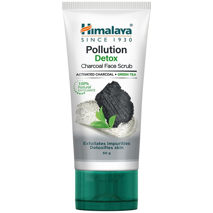 Himalaya Pollution Detox Charcoal Face Scrub with Green Tea To Exfoliate Impurities - 50g