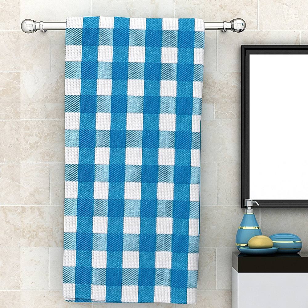 Athom Living Big Checks Bath Towel 210 GSM - Blue (75x150 cm) - 1 U