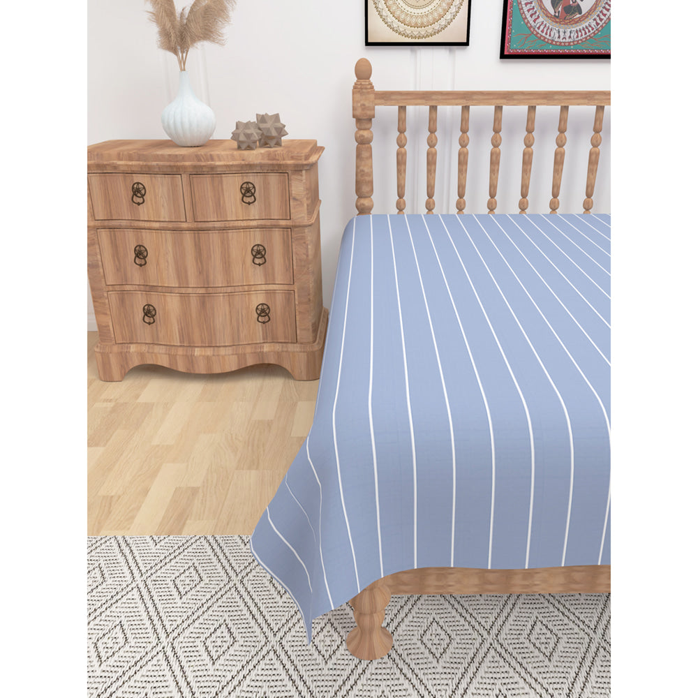 Athom Living Cotton Chaddar Single Ribs (Blue) - 145x224 cm - 1 U