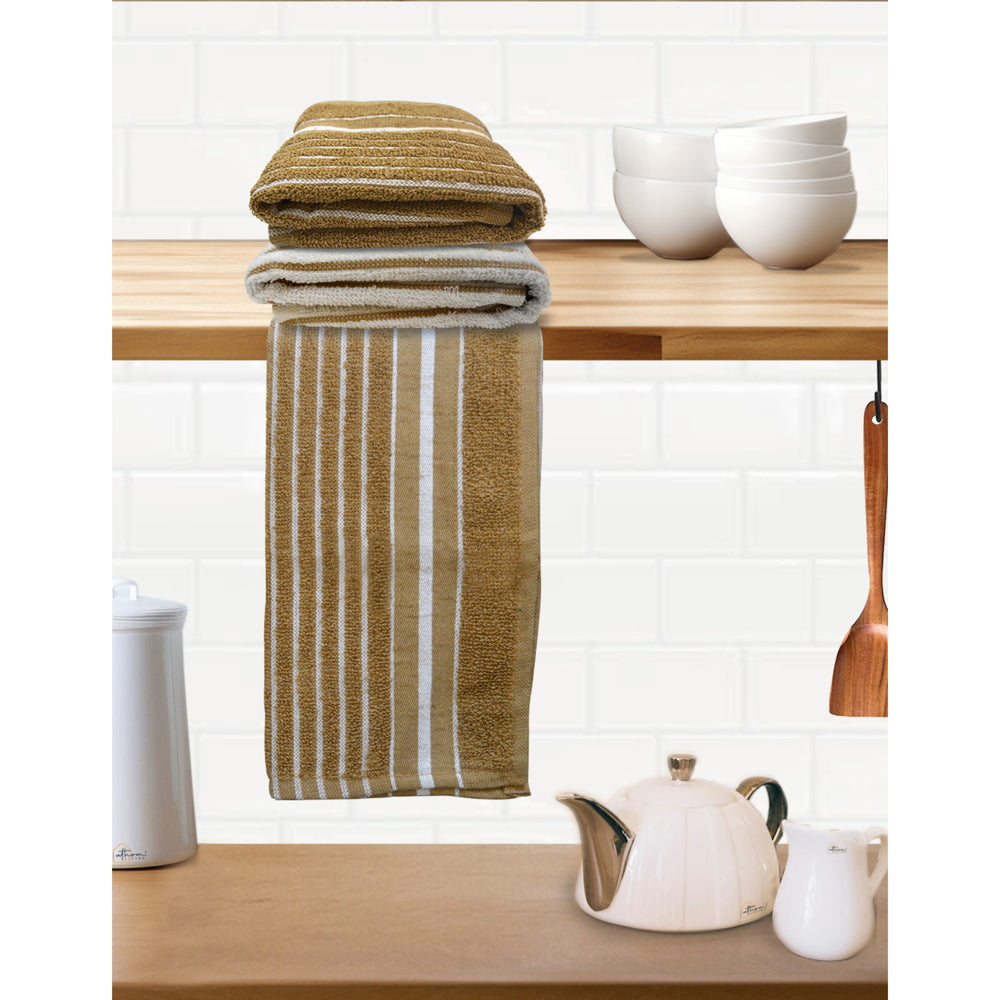 Athom Living Hand Towel Stripes Brown - 45x60 cm - 3 U