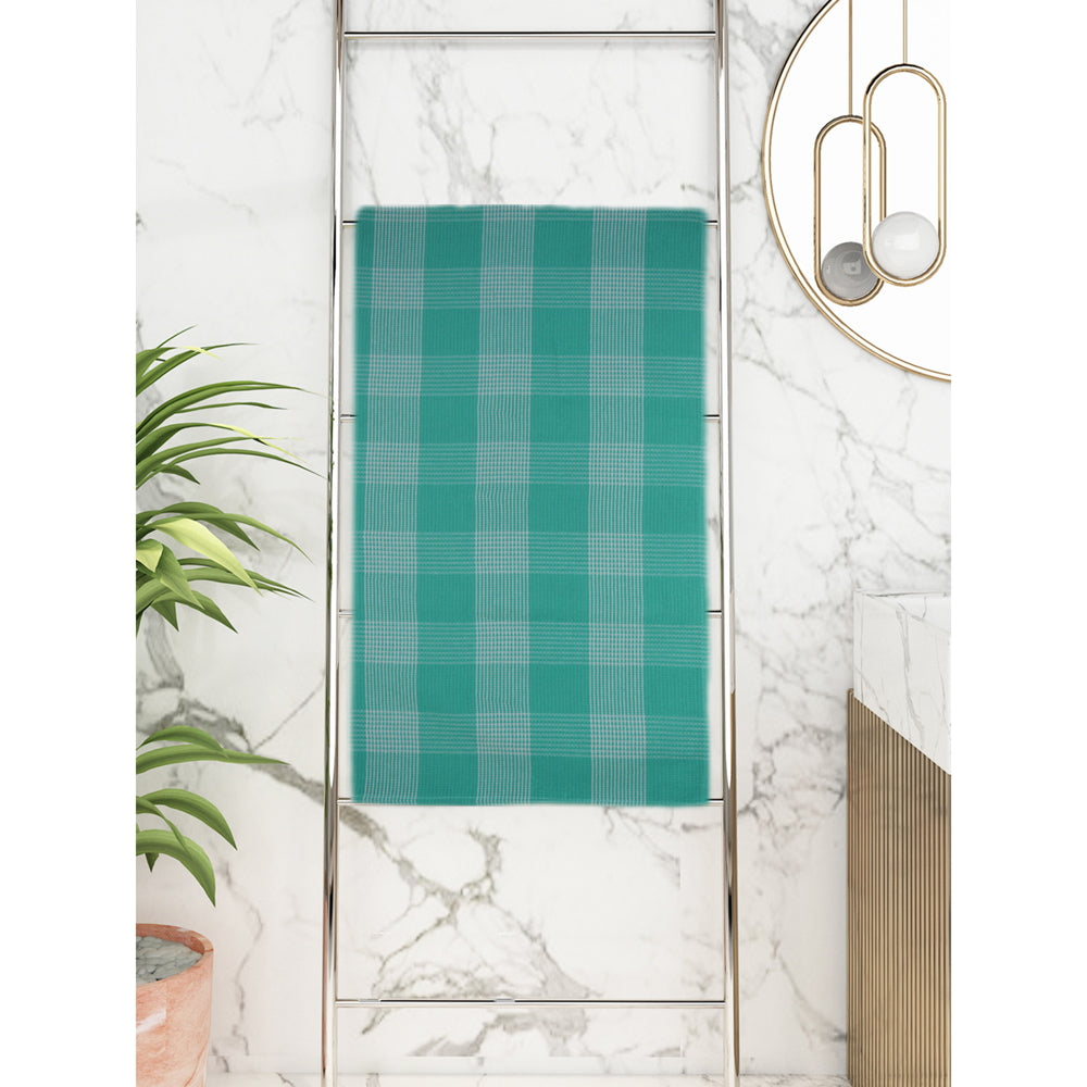 Athom Living Star Checks Bath Towel Green -75x150 cm - 1 U