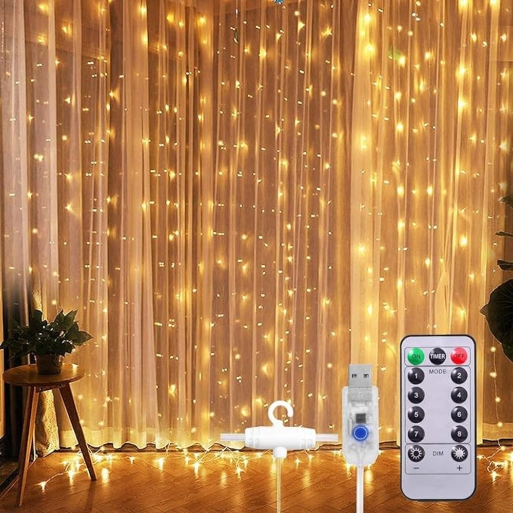 Desidiya Fairy Curtain Light 300 LED With Remote - Warm White - 3 mtr