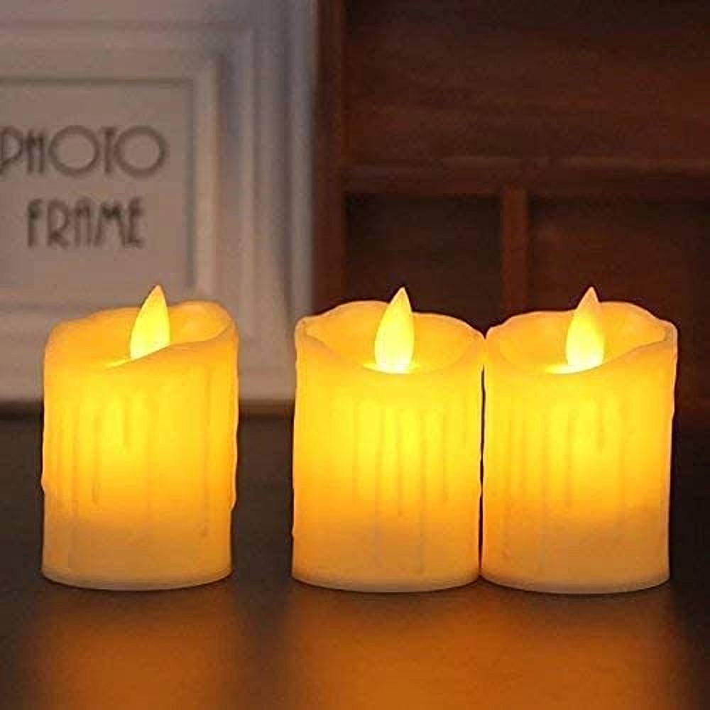 DesiDiya LED Tea Light Candles (Warm White) - 3 Pcs - 1 Unit