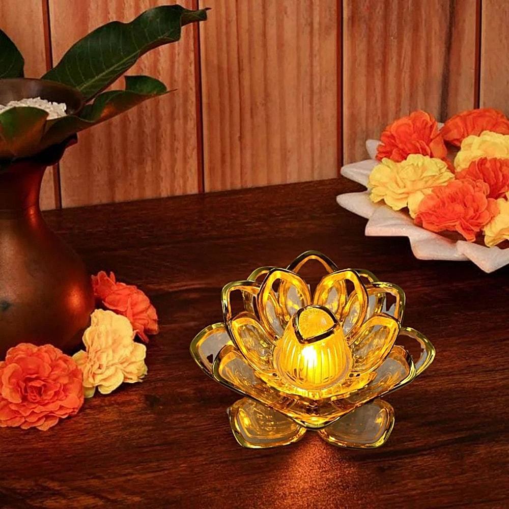 DesiDiya Lotus Flower Tea Light (Golden) - 1 Unit