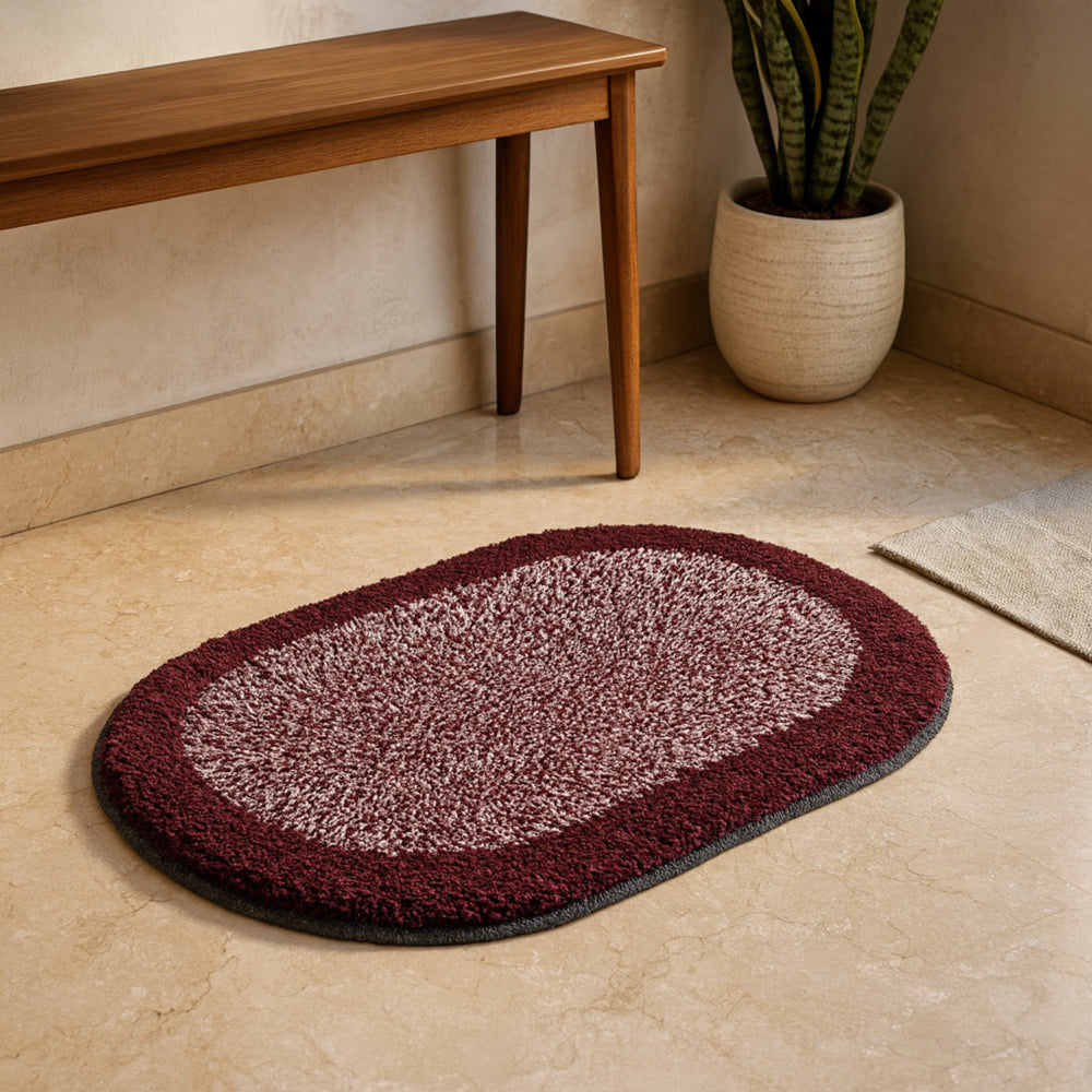 Elegant Weavers Cotton Oval Bathmat (Red) - 38x58 cm - 1 U