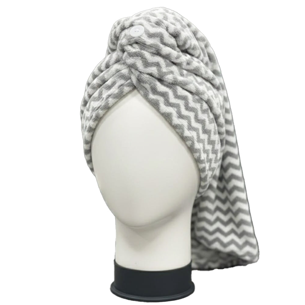 EW Hair Wrap Absorbent Towel for Hair-Drying - Grey - 25x65 cm - 1 U