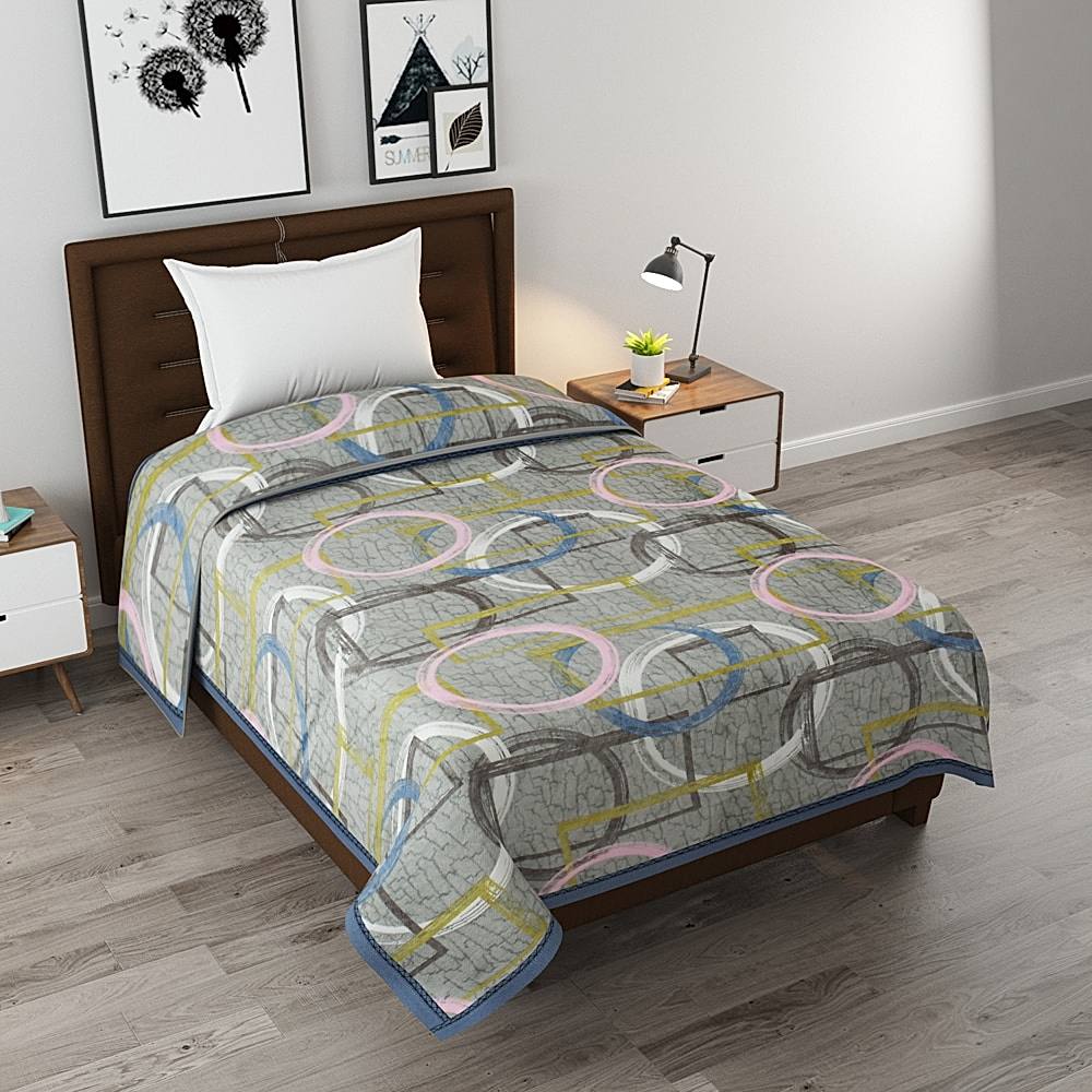 GoHome Prestige Flannel Single Blanket FBS04 (Grey) 7 x 4.75 ft - 1 U