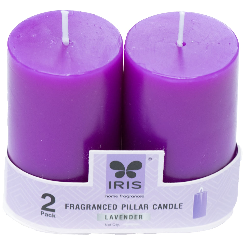 Iris Pillar Candle Lavender - Set of 2 - 2 U