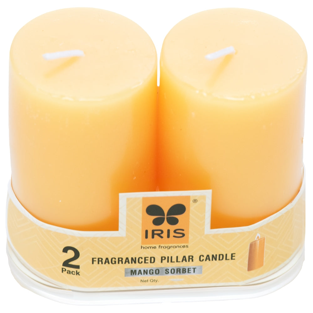 Iris Pillar Candle Mango Sorbet - Set of 2 - 2 U