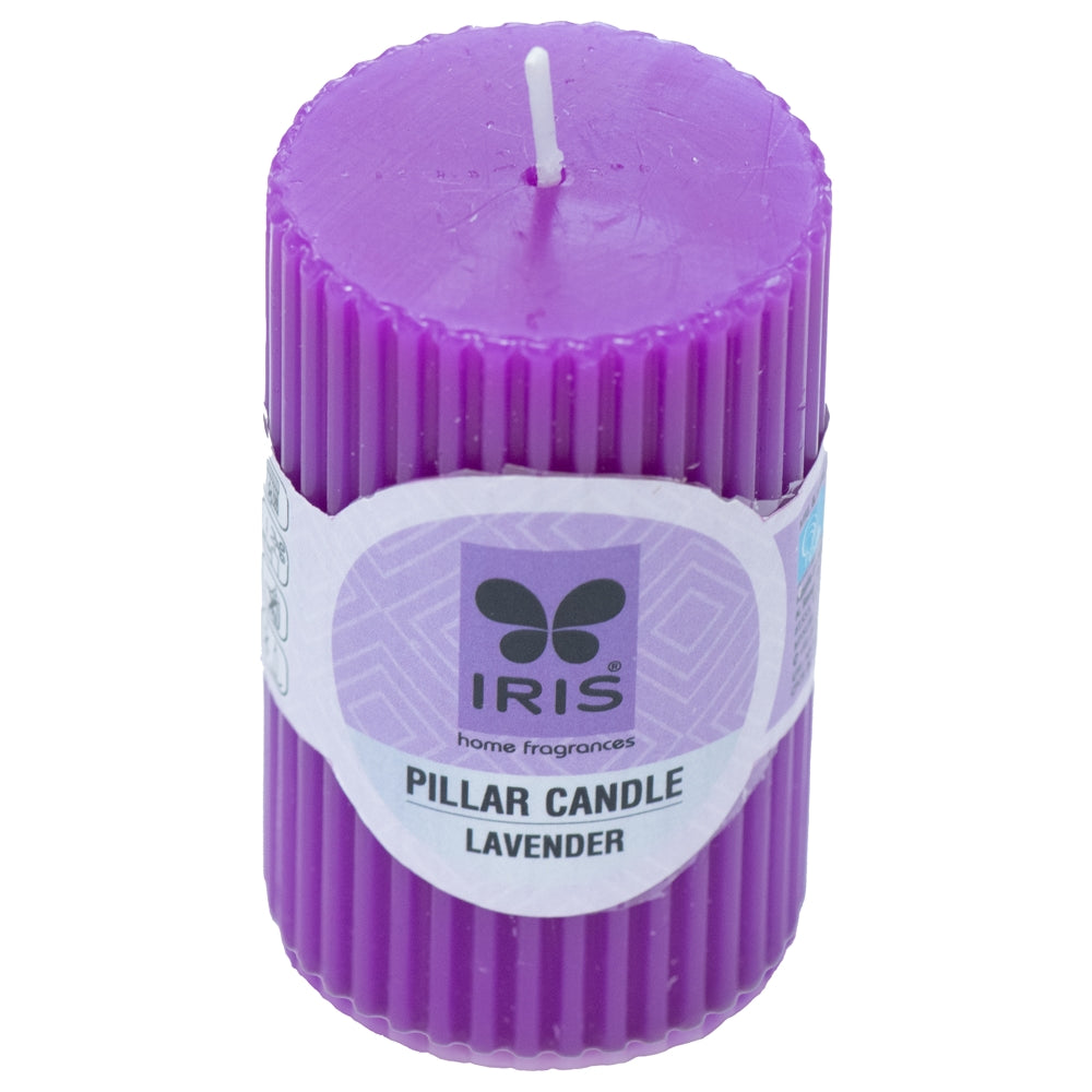 Iris Ribbed Pillar Candle Lavender - 1 U