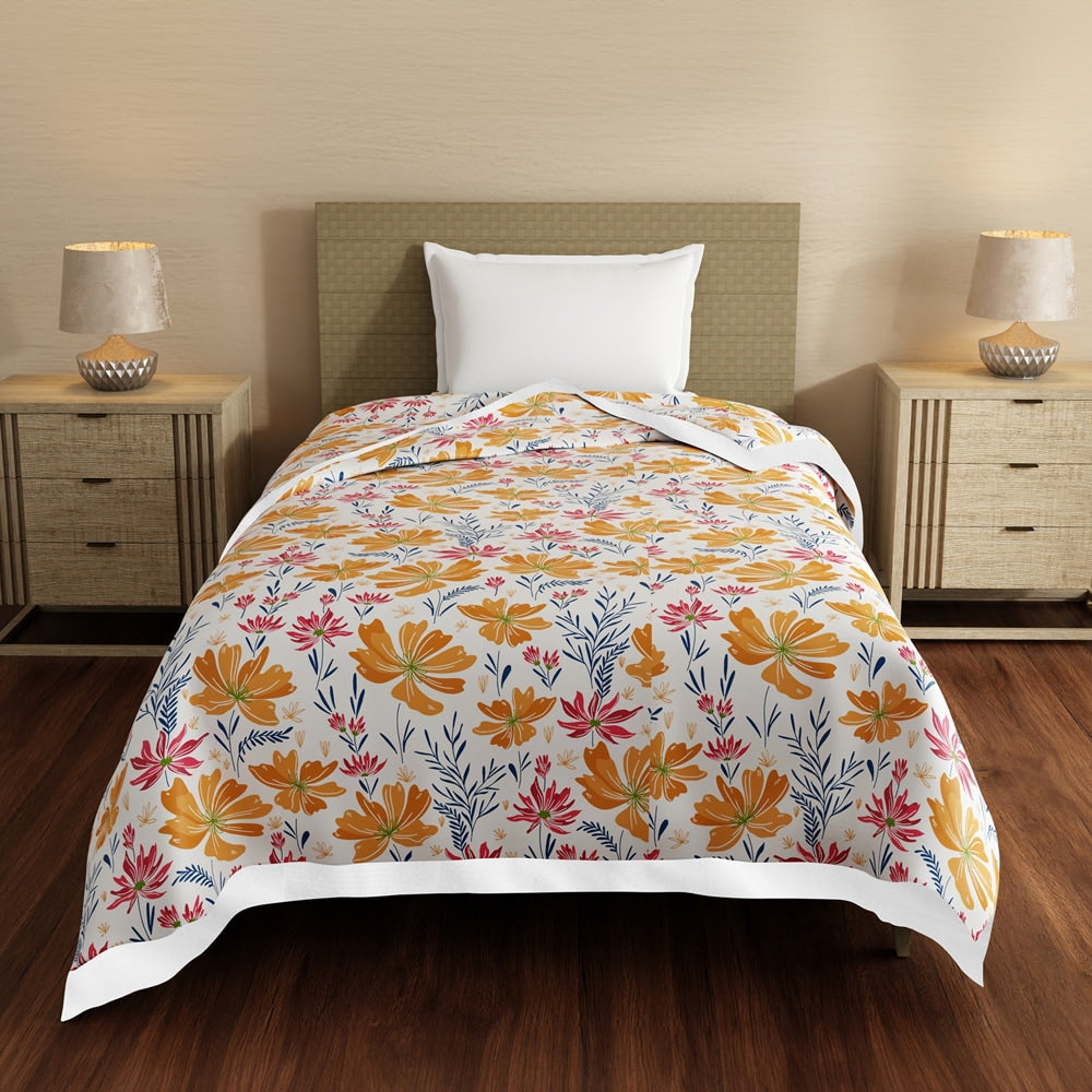 Layers Bloom Single Dohar (Cream & Orange) - 220 X 150 cm - 1 Unit