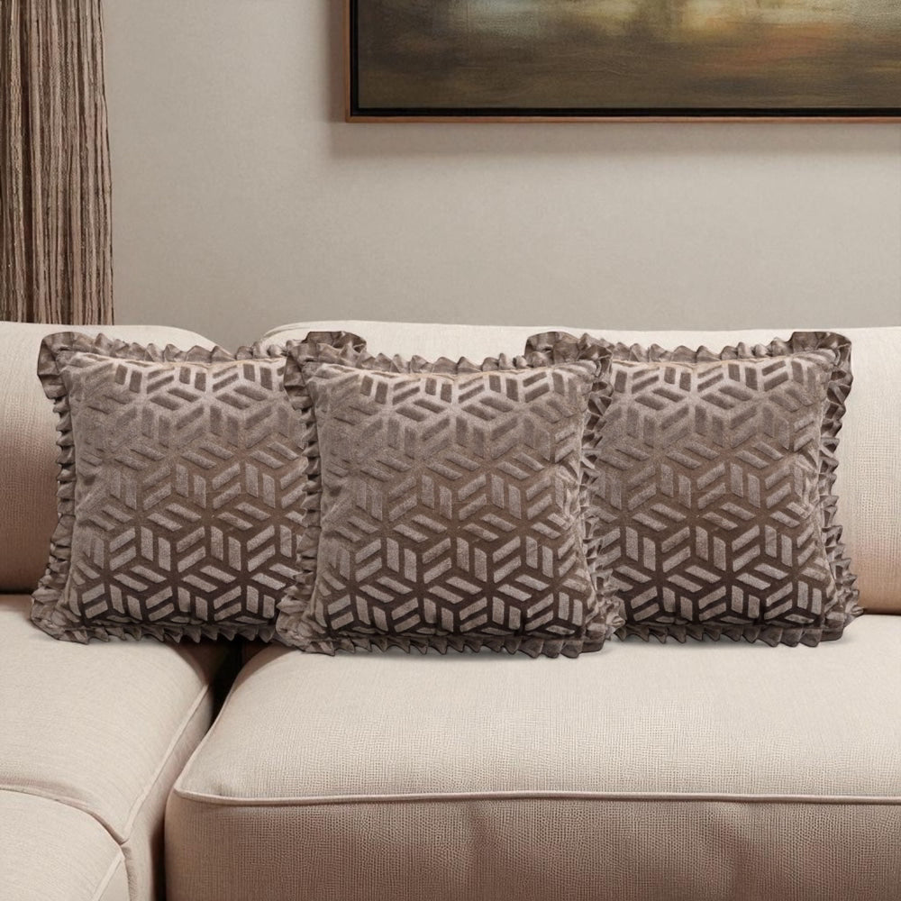 MHF Abstract Grace Frill Cushion Cover 03 (Mouse) 40 x 40 cm - Set of 3 - 1 Unit