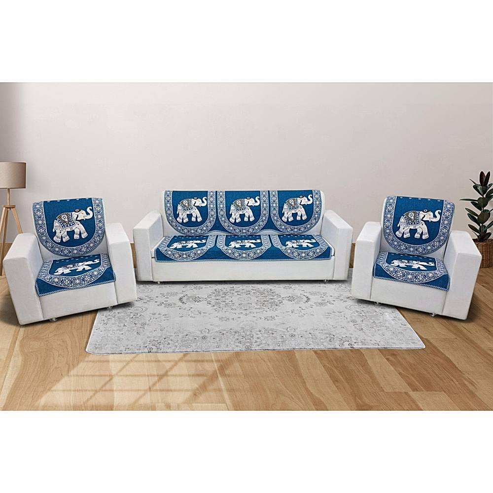 MHF Elephant Sofa Cover 01 (Aqua) 5 Seater - 1 Unit