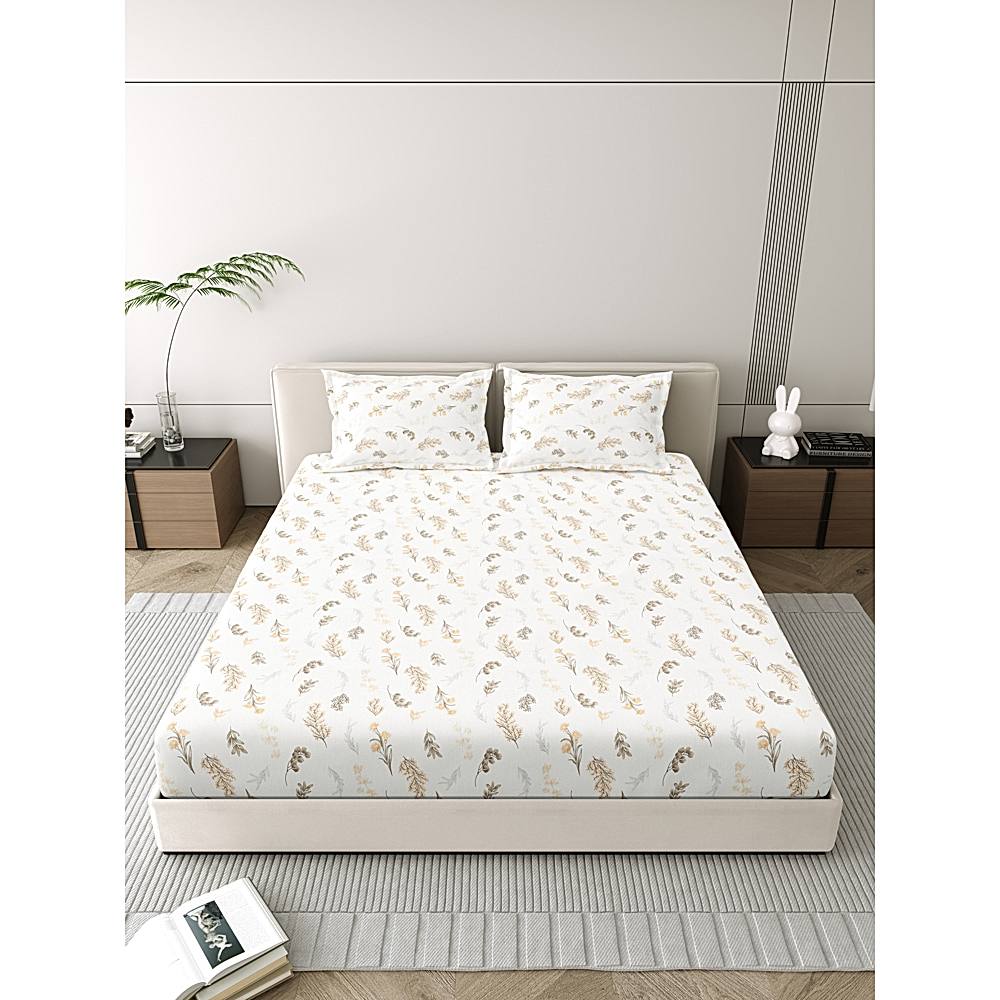 Salona Bichona 100% Cotton Double Bedsheet 180 TC (120C) 224 x 254 cm - 1 U