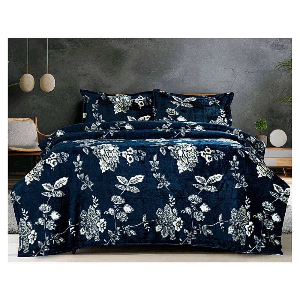 Sheetal World Flannel Emporio Single Blanket (Blue & White) - 145 x 225 cm - 1 U