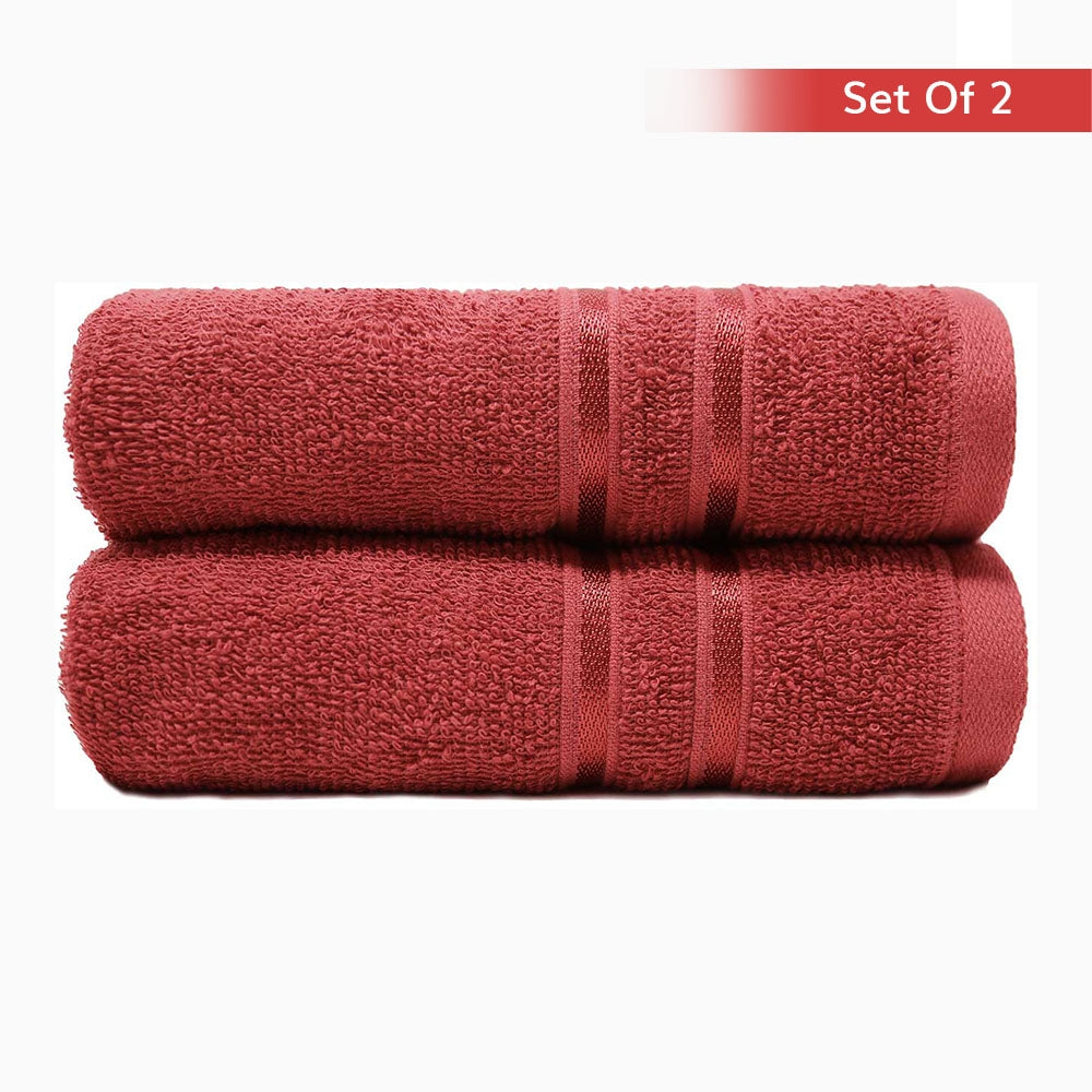 Trident Home Elegance Cl Hand Towel 400 Gsm (Tango Tomato) 40 x 60 cm - Pack Of 2 - 1 Unit