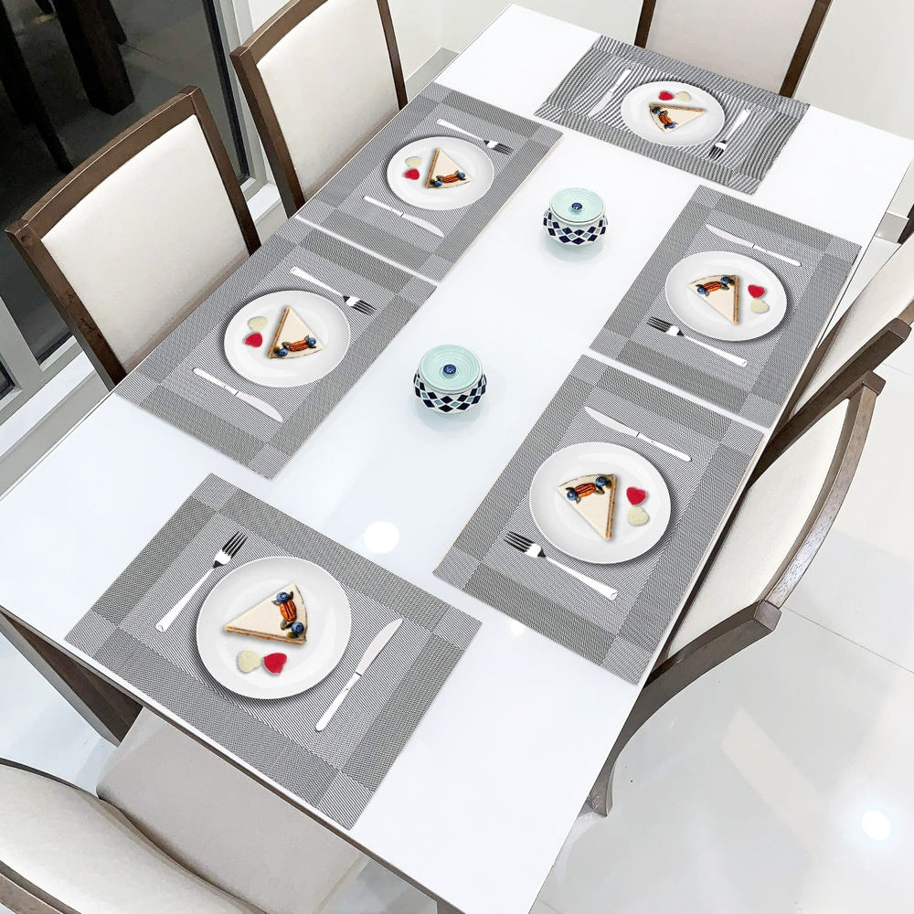 VAA PVC Fame Dining Table Mat (Grey) - Set of 6 - 6 U