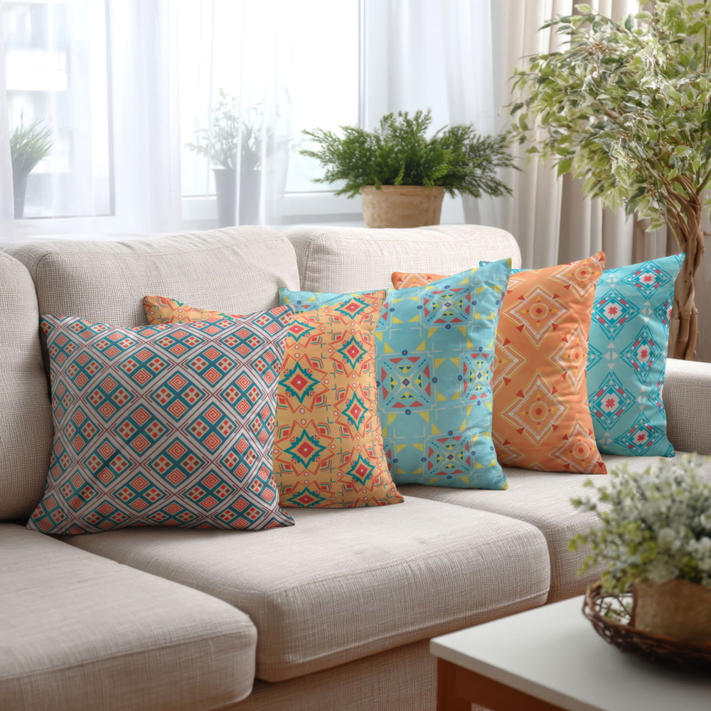 VAA Satin Finish Digital Print Cushion Cover (D8) Pack of 5 - 1 Unit