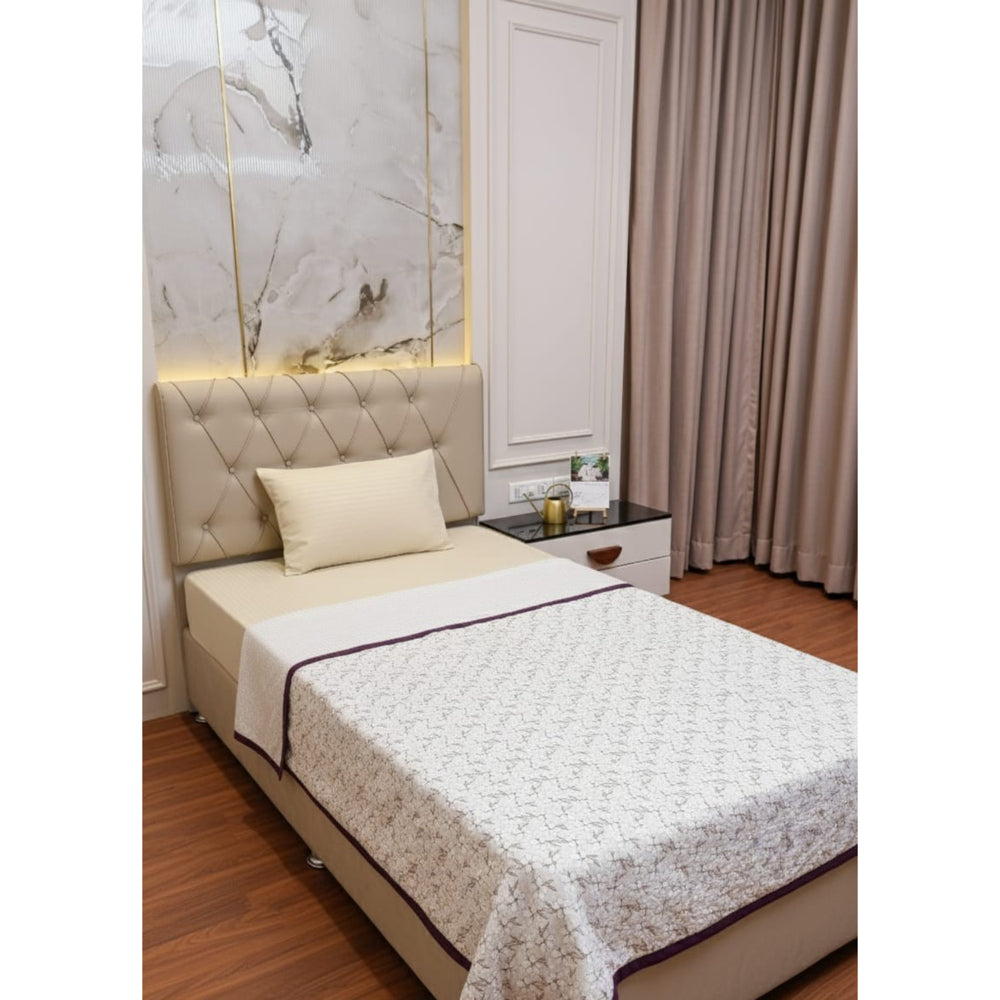 VAA Single Reversible Dohar - Ivory Blossom (Brown) 137 x 213 cm - 1 Unit