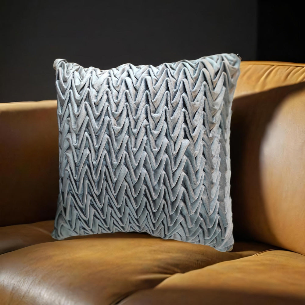 VAA Smocking Wave Cushion Cover - Grey (40x40 cm) - 1 U