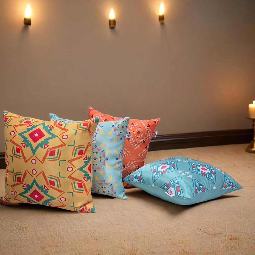 Vaa Trendy Print Filled Cushion (Multicolour) - Set of 4 - 1 U