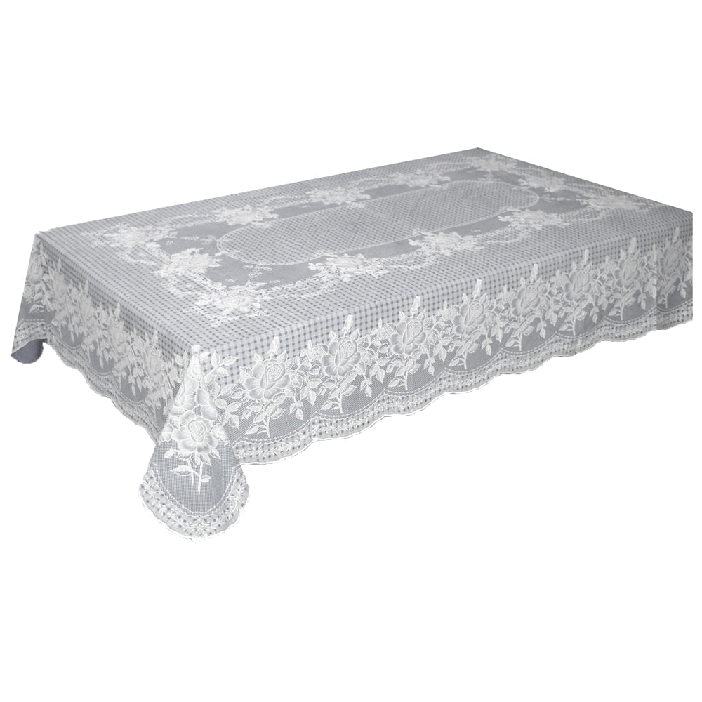 VAA Vinyl Blossom Dining Table Cover 6 Seater (132 x 202 cm) - Grey - 1 U