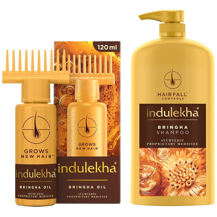 indulekha Set Of Bringha Hair Oil & Shampoo - 120ml + 1L