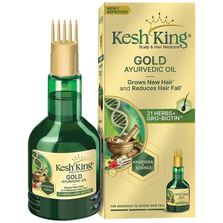 Kesh King Gold Ayurvedic Hair Oil with 21 Herbs & Gro-Biotin - 450 ml