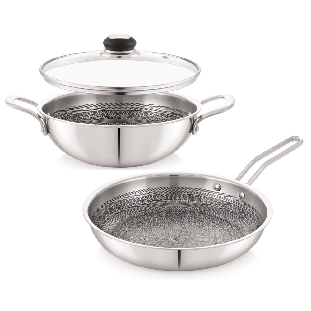 Anjali Stainless Steel Triply Mandala Cookware - Set of 2 - 1 Unit