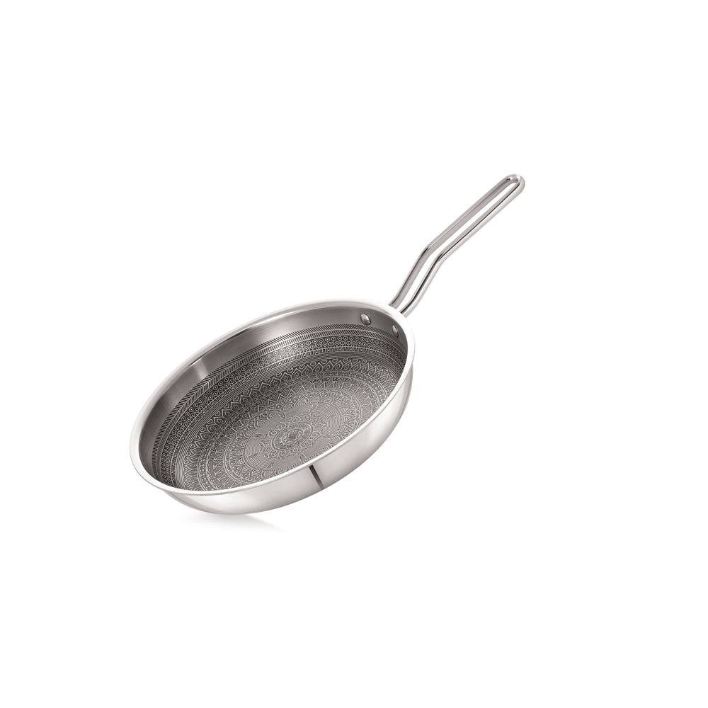 Anjali Stainless Steel Triply Mandala Fry Pan With Glass Lid (24 cm) - 1 Unit