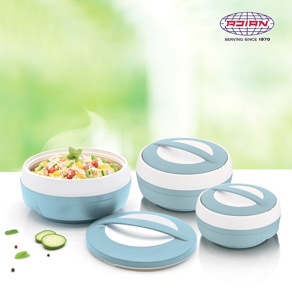 Asian Cosmos Insulated Casserole (Bluish Grey) Set Of 3 - 1 Unit