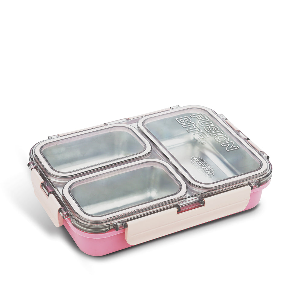 Asian Fusion Bite 3 Compartment Insulated Lunch Box - Light Pink - 1 U