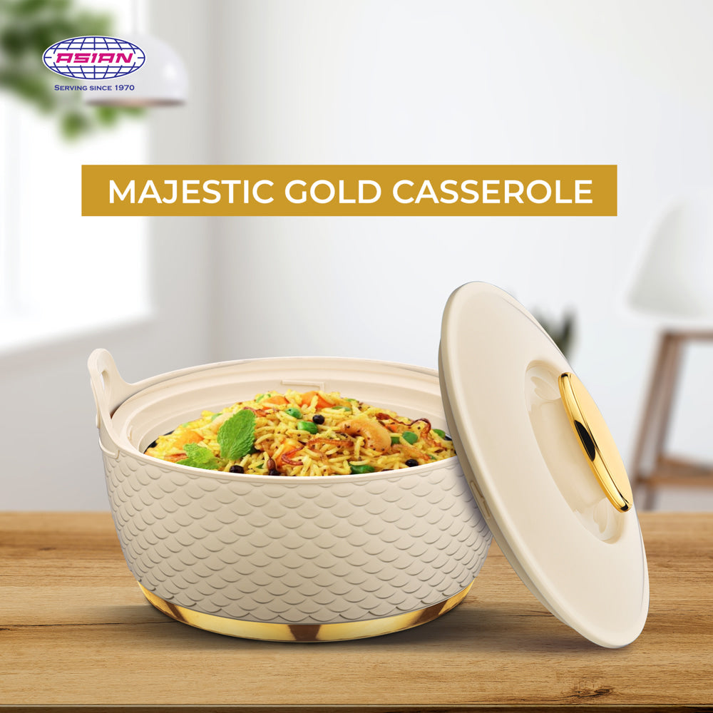 Asian Majestic Gold Insulated Casserole (Beige) 1400 ml - 1 Unit