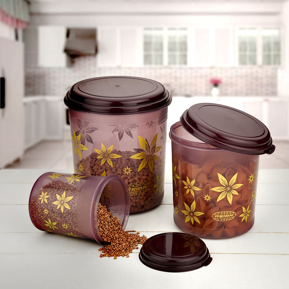 Asian Stylo Pack Round Containers - Brown - 3 U