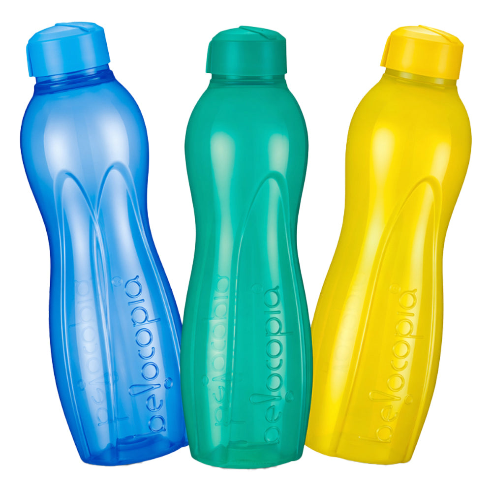 Belocopia Hiero Plastic Water Bottle (1L) Multi Colour CWB0010 - Set of 3 - 3 U