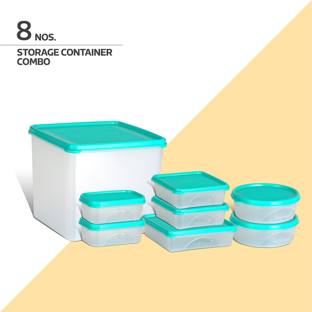 Belocopia Plastic Containers Aqua (Green) CFS0014 - Set of 8 - 8 U