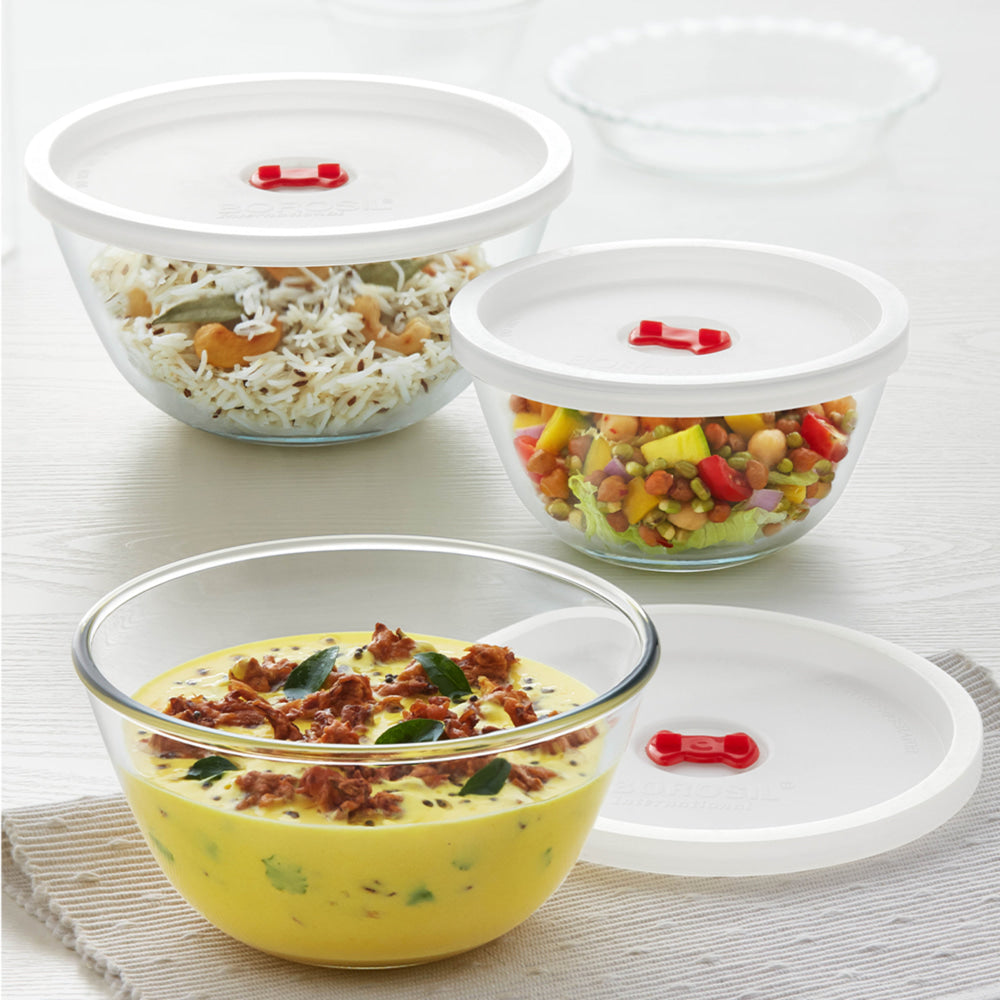 Borosil Everyday Glass Serving Bowls - Set Of 3 - 1 Unit