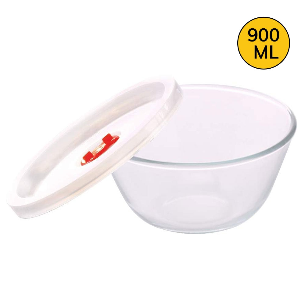 Borosil Glass Mixing Bowl with Plastic Lid - 900 ml