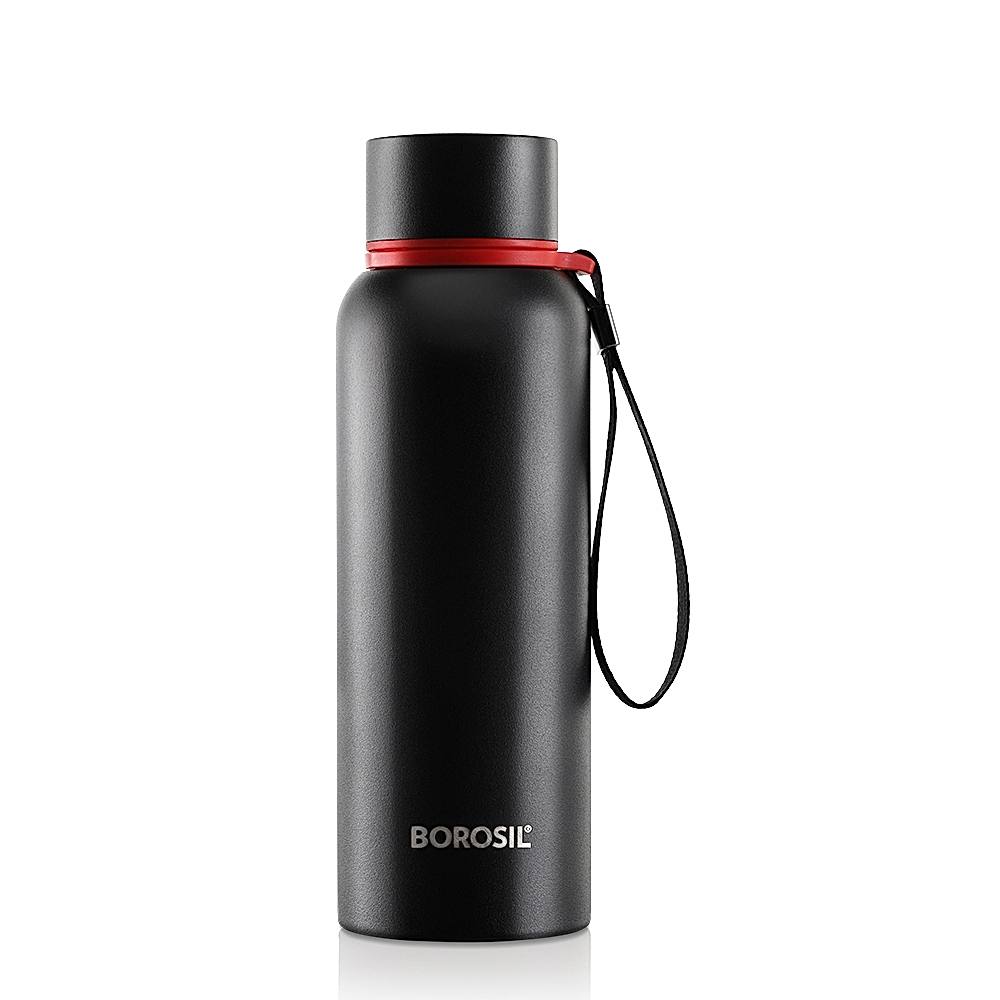 Borosil Stainless Steel Hydra Trek Bottle - Black - 700 ml