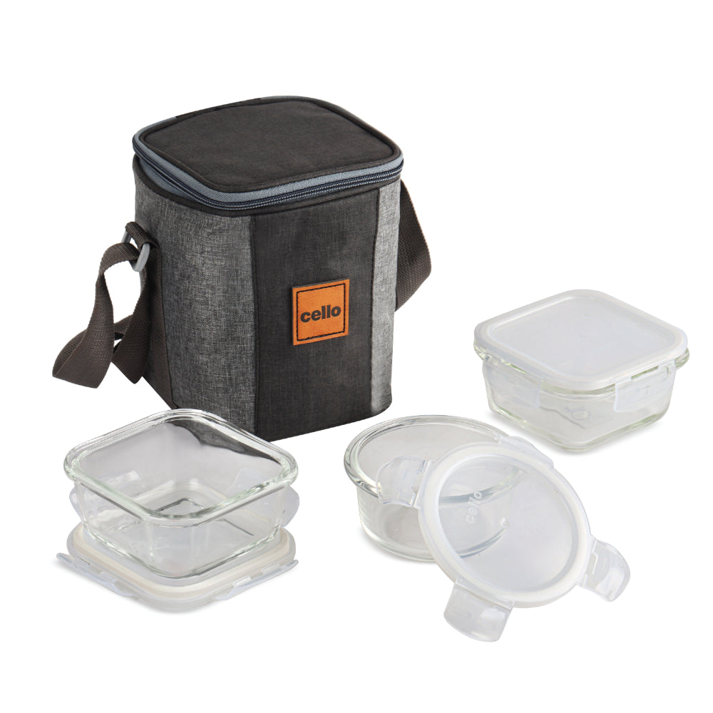 Cello Glassy Mix Three Lunch Box With Carry Bag - 1 Unit