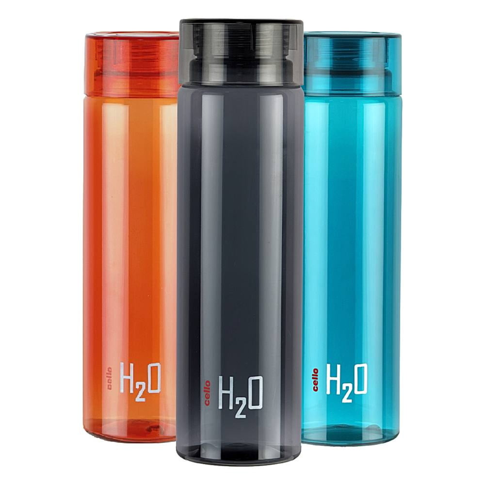 Cello H2O Round Plastic Water Bottle - Assorted - 1 Litre - 3 Pieces - 1 U